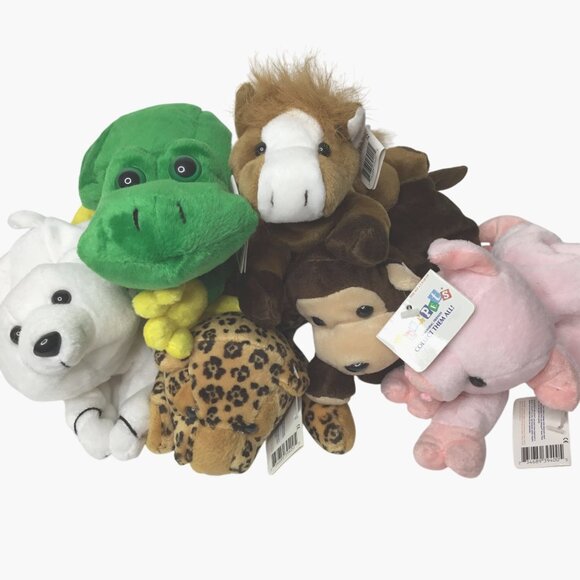 BEANPETS Collect Them All Plush Animal Lot of 6 Mini Jungle Zoo Safari Friends - Picture 1 of 5
